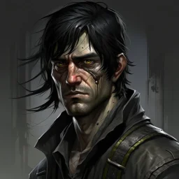 The large and furious black haired modern smith "Big K" grimdark realistic apocalypse survivor