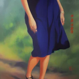 Full body portrait, painting, medium shot lady honmei