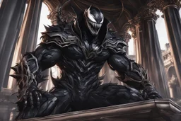 Venom machine in 8k solo leveling shadow artstyle, Shredder them, full body, London, intricate details, highly detailed, high details, detailed portrait, masterpiece,ultra detailed, ultra quality