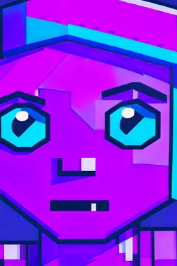 a close-up portrait of a purple Minecraft character, 2d d, large pixel style