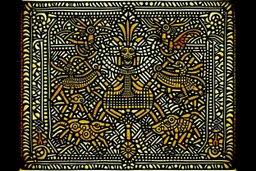 A brownish bronze Egyptian kingdom with crabs designed in medieval tapestry painted by Keith Haring