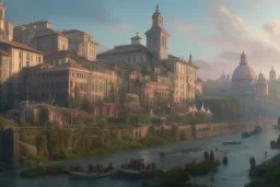 Tevere+river+Bar on garden rooftops +Rome mixed new york +Skyscraper +steampunk+biopunk+alphonse mucha, greg rutkowski,matte painting, cryengine, hyper detailed, felix kelly, fantasy art, seb mckinnon