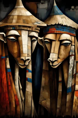A Arab camels quality, highly detailed, painting involves blending classical elegance with a contemporary twist, The focal point is an enigmatic figure inspired by film noir protagonists, positioned against a backdrop of nature and urban sophistication, Employing chiaroscuro techniques akin to Caravaggio, the play of light and shadow adds mystery and intimacy, The attire combines classical and modern fashion, with intricate details reflecting haute couture craftsma