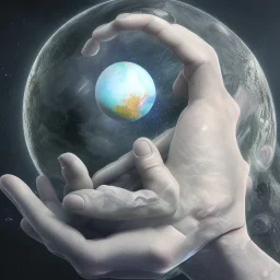 a Childs hand, holding the world, 8k, photorealistic