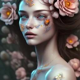 flower beautiful girl,utra realistic,highly detailed, sharp focus, insanely detailed, parallax flowers, honeybee, fantasy art, intricate detailed, elegant, fog, Special Lighting, Vibrant, color Scheme, forest, unreal engine 5