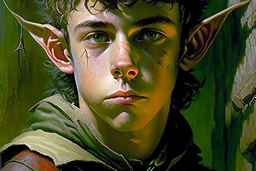 Epic portrait of a young elf teen boy by micheal whelan