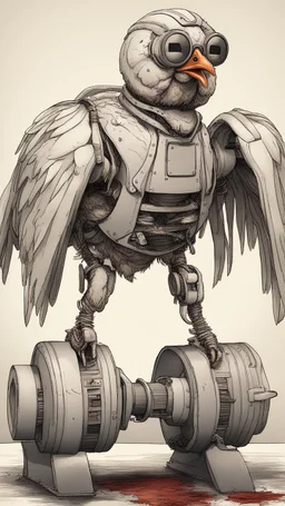 a chicken robot as a halloween horror movie, high detail