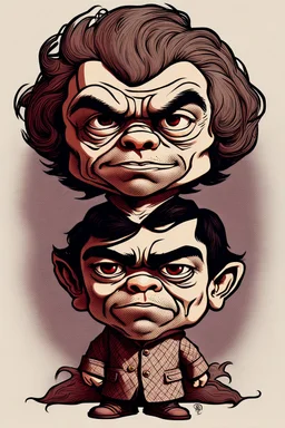 A portrait of an odd but strangely beautiful yet odd little humanoid creature named Herve Villechaize in the role of "Tyrion Lannister" from "Game of Thrones" with a dragon in the background Modifiers: very cute Norman Rockwell style of Bobby Chiu style of Chris Ryniak