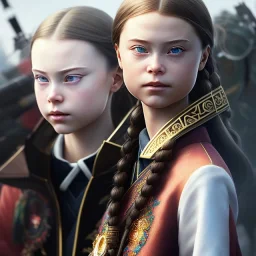  Greta Thunberg Detailed sad anime Kunoichi upset man, intricate details, full body portrait, keep head in frame, slight, black Japanese motif, concept art, highly detailed, digital painting, concept art, sharp focus, illustration, art by Yoji Shinkawa, WLOP and greg rutkowski and alphonse mucha and artgerm and yanjun Chen and Junji ito and Makoto Shinkai, HDR, octane render