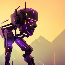 black and purple neon geometric robot