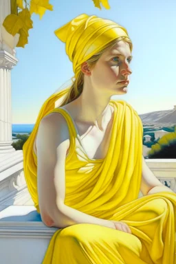 Neoclassicism greek woman realistic yellow white cote d'azur