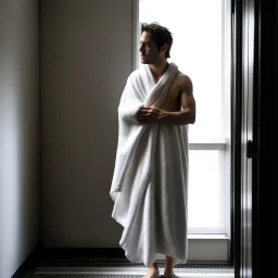 person, just after shower, whole body, no towel