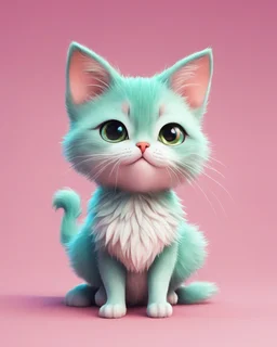 A delightful and adorable cartoon illustration featuring a cute mint-colored cat against a charming pink background, (delightful illustration:1.4), (adorable cartoon cat:1.5), (charming pink background:1.3), (expressive mint hues:1.2), inspired by the styles of cute cartoon artists, trending on ArtStation, Intricate, Sharp focus, vibrant lighting, (whimsical:1.4), (playful ambiance:1.3), (lush fur details:1.5), Cartoon, Masterful, Captivating, High Detail, Cinematic view