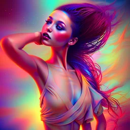 Revolution, dream of freedom, hope, colorful dancer, woman, digital art