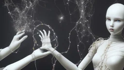 في الصورة، تظهر يد بشرية تمسك بخيوط دمية. اليد بيضاء ناصعة، بينما الخيوط سوداء داكنة. تمسك اليد الخيوط بإحكام، مما يوحي بسيطرة اليد على الدمية. تقف الدمية في الخلفية، وهي غير مرئية تمامًا. لا يمكن رؤية سوى الخيوط السوداء التي تمتد من اليد إلى الدمية. هذا يخلق إحساسًا بالغموض والتشويق. الصورة مأخوذة من زاوية عالية، مما يخلق تأثيرًا مهيمنًا لليد. هذا يوحي بأن اليد قوية وفعالة. الصورة ذات خلفية مظلمة، مما يخلق جوًا غامضًا ومثيرًا للاهتمام. هذا يعزز الموضوع العام للتلاعب، والذي غالبًا ما يرتبط با