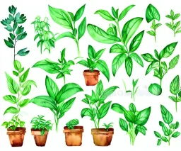 Vector plants and herb set illustration. Watercolor illustration color