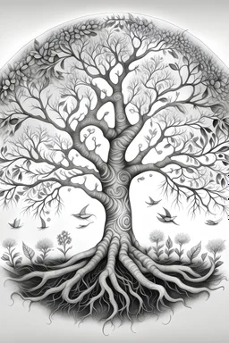 pencil drawn tree of life complete