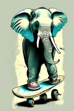 funny Elephant skate fast design print on demand