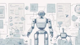 "An illustrative image for an article on 'Artificial Intelligence: Between Innovation and Challenges.' The image represents advanced technology applications and smart robots. It highlights the diverse uses of artificial intelligence in the future and symbolizes an optimistic vision and ongoing technological advancement."