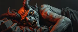 amish sleepy demon lurks here., painted by Rembrandt, Escher and Giger