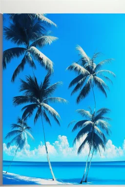 A coconut trees in Indonesia with clear blue skyand sea Impresionisme abstract art