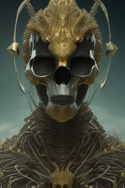 black male African alien, cracks in the head, wicked, Asian eyes, crown, blood, 8k, finely detailed, photo realistic, Boris Vallejo style turquoise skull head gold dragon space alien rain skeleton gold tooth silver helmet silver space suit spaceships