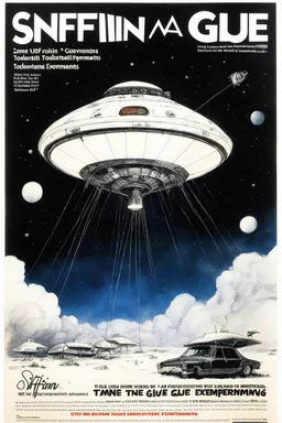 SNFIIN'GLUE mag cover by Ralph Steadman for a special issue on medical tooling for Extra Terrestrial experiments (zone 51), guest star: FBI special agent investigating on UFO for experiments on humans