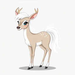 an bald white tail deer in the cartoon style of my little pony, on neutral gray background