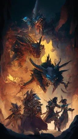 rpg cover with a group of adventurers fighting a dragon