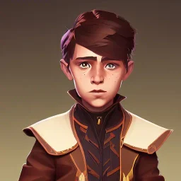 Portrait of a handsome brown haired little warlock kid by Nick Harris