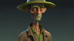 A friendly, human-looking alien. Male or non-gender wearing slightly odd clothes and a hat. Medium build.