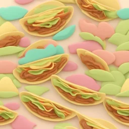 delicious tacos. illustration 3d style. HD. soft pastel color