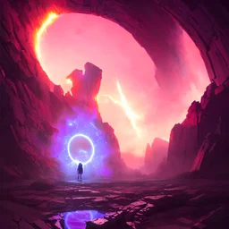 Giant portal glowing purple in the centre by Greg Rutkowski