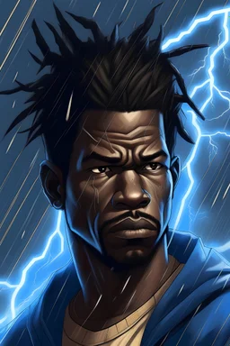 LowTierGod, but a portrait of him in a storm with a lot of lightning.