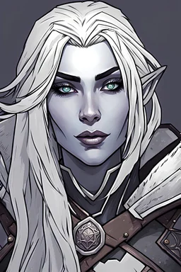 Dungeons and Dragons portrait of the face of a conventionally attractive young adult drow rogue blessed by Eilistraee.