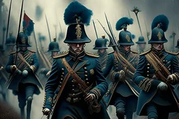 fantasy victorian army marching forward