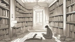 The image for the article could depict a person deeply engrossed in reading a book, seated in a tranquil and comfortable setting, surrounded by books. The light illuminates the book held in their hands, showcasing their complete focus and immersion in reading. The image reflects the calm and relaxation that daily reading and contemplation in books can provide, encouraging readers to embrace this beneficial habit.