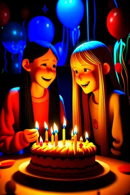 17 yazan mum ile doğum günü kutlayan 2 kız