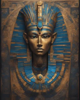 a very creative masterpiece art of ancient Egypt god, the design express power, mystery, magic power, high details, sharp focus, intricate details, vivid color, volumetric lights, Black Background,