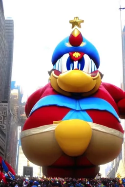 macy's day parade float of giant king dedede from kirby final boss