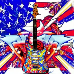 PEACE electric guitar PEACE psychedelic hippie trippy acid LSD PEACE GUITAR peacesign AMERICAN FLAG SUNGLASSES