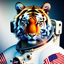 Tigre com roupa de astronauta