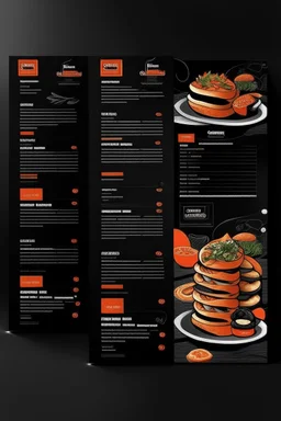 sushi Resturant menu, black and orange,