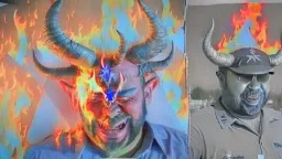 fedex driver with devil horns burns old photos in giant fire