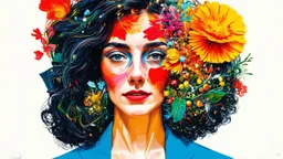 portrait of a woman in the style of surrealist art by Javier Mariscal, with microscopic details