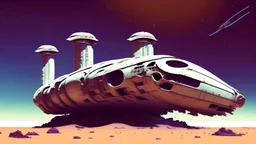 ruined starship lost in deep desolate space