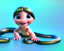 baby snake, natural environment, photojournalism, hyper detailed, hyper realism, pixar character, sweet and gentle, friendly,