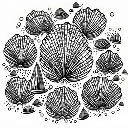 Vector seamless sea shell pattern illustration. Pearl scallop, oceanic or marine mollusk cockleshell fabric design. Holiday symbols repeating background, seashell textile. Bivalve conch, shellfish.