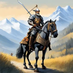 Don Quixote, clad in his worn armor, embarks on a journey towards the majestic Alps. As they traverse the rugged terrain, Don Quixote brandishes his tourney lance with a sense of noble purpose, ready to conquer imaginary giants and vanquish unseen foes.