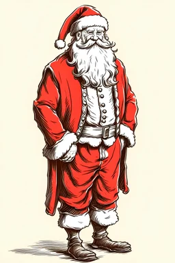 Santa clause full body, line art, hand drawing style, only outline, white background, transparant image
